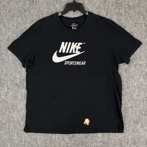 Nike Shirt Mens XXL Regular Workout Gym Short-Sleeve Swoosh Black Tee - Picture 1 of 8